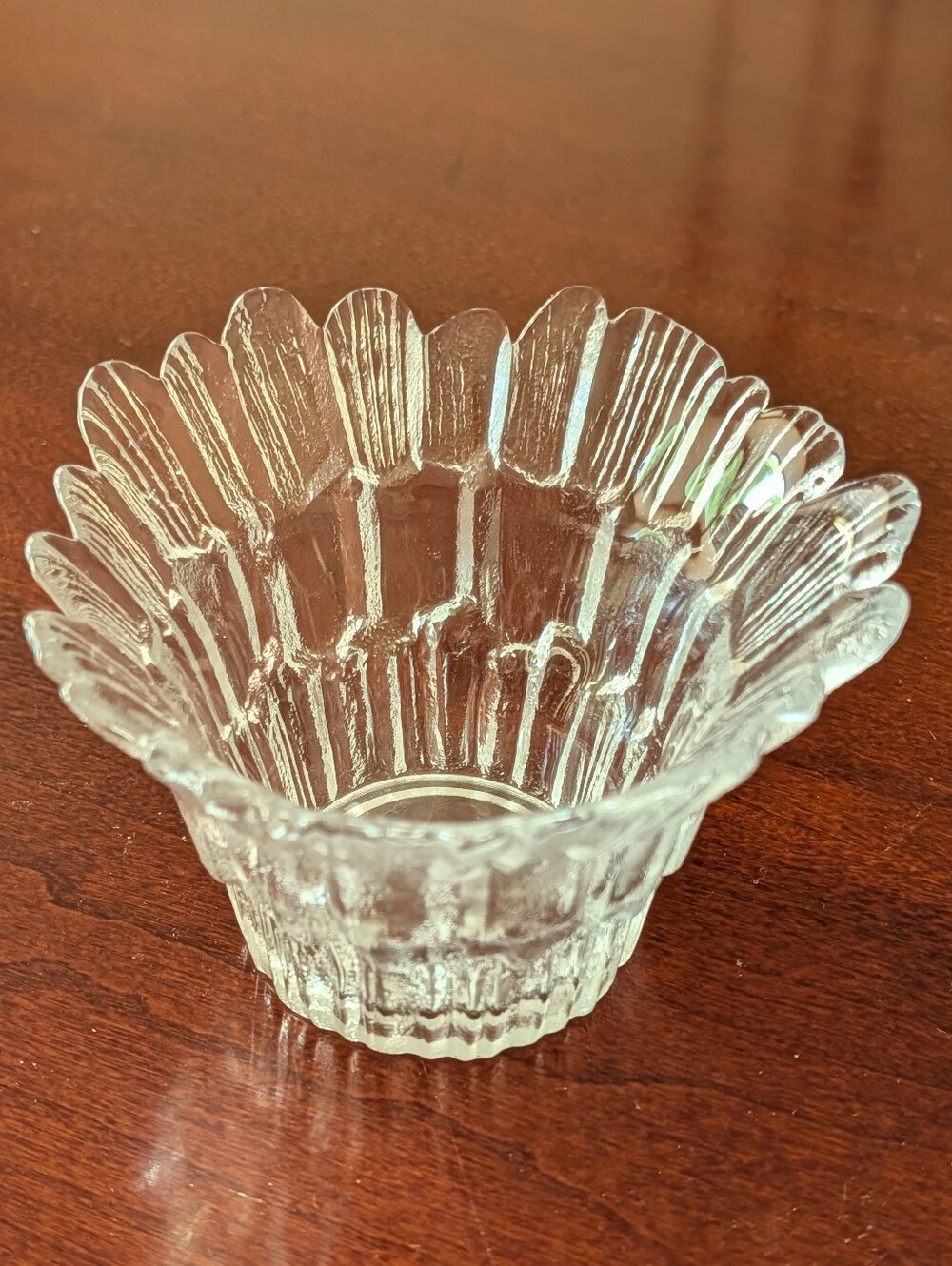 Beautiful Finnish Glass Votive Holder Textured "Ice"